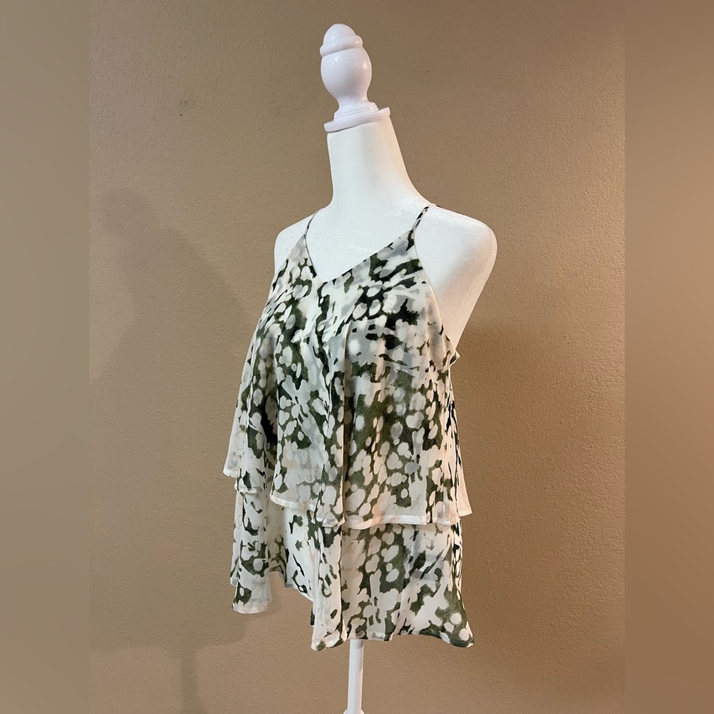 Women’s Size XS Green and White Spaghetti Strap Top